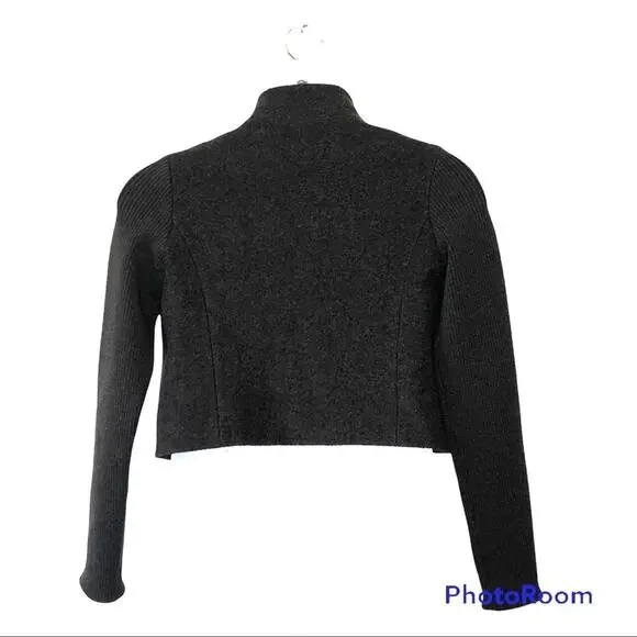 Lida Baday Charcoal Wool Asymmetric Cropped Jacket Size 4 EUC - Picture 8 of 14
